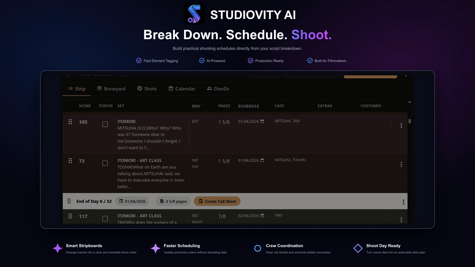 5 Best Film Scheduling Software in 2026 by Studiovity